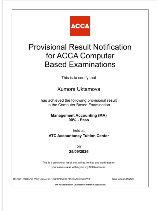 Xumora Uktamova — ACCA MA