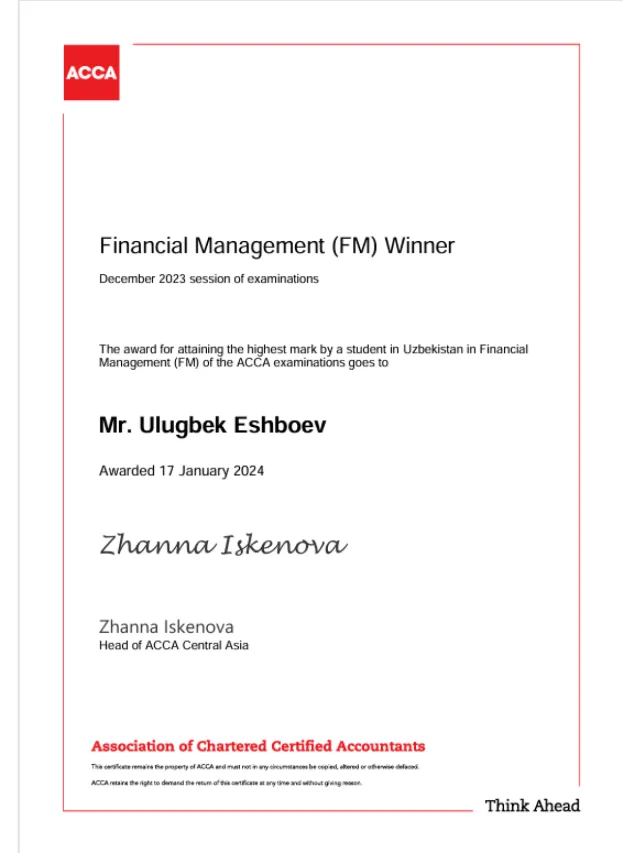 Ulug'bek Eshboyev — ACCA FM