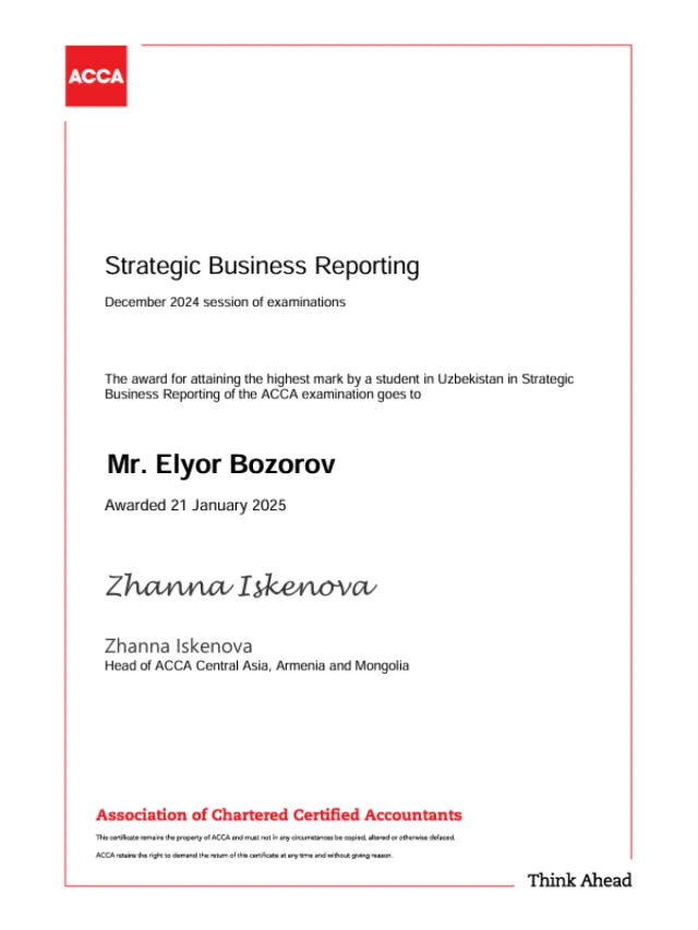 Elyor Bozorov — ACCA SBR