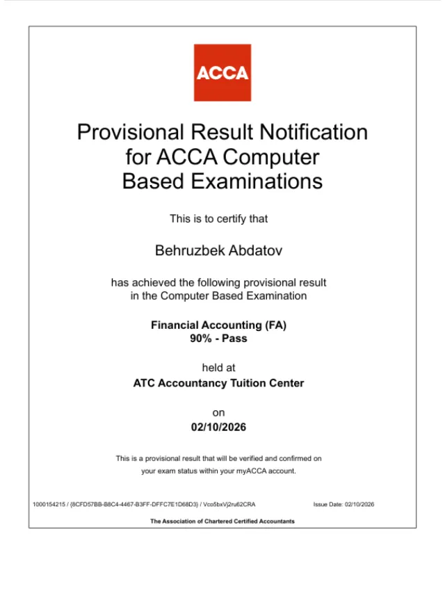 Behruzbek Abdatov — ACCA FA
