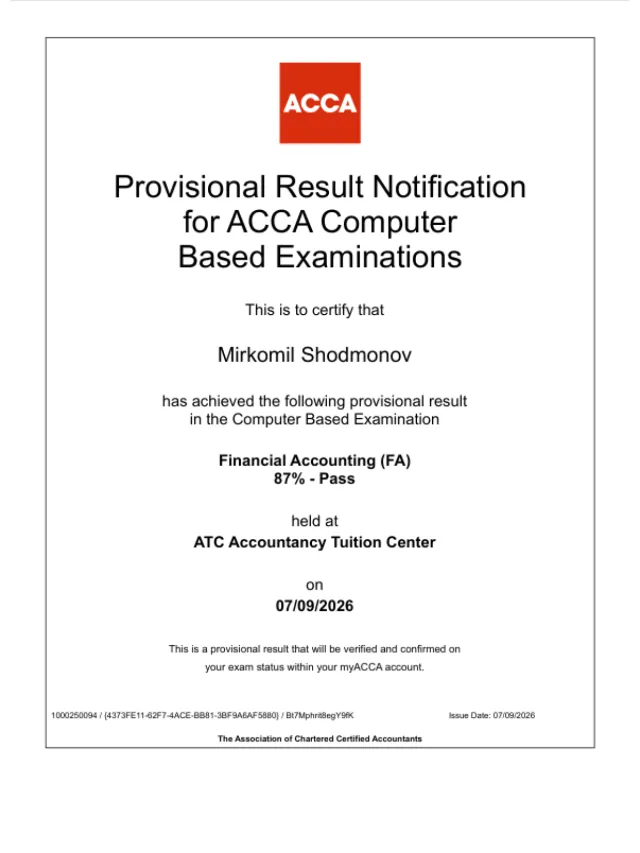 Mirkomil Shodmonov — ACCA FA