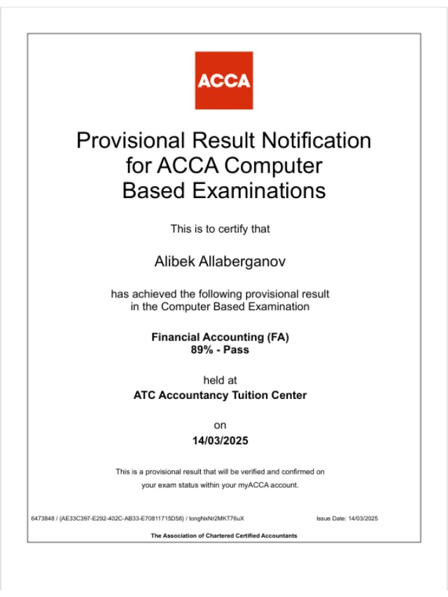 Alibek Allaberganov — ACCA FA