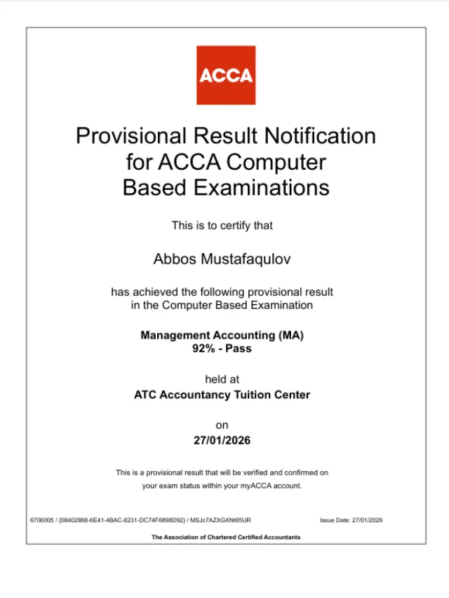 Abbos Mustafaqulov — ACCA MA