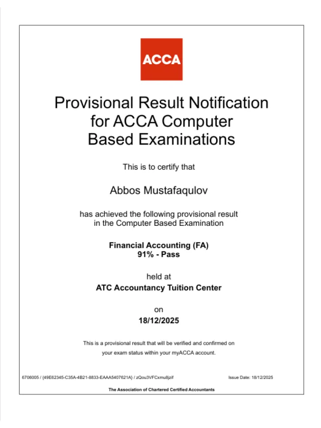 Abbos Mustafaqulov — ACCA FA