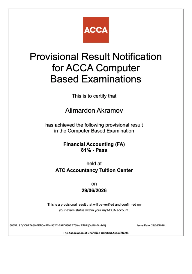 Alimardon Akramov — ACCA FA